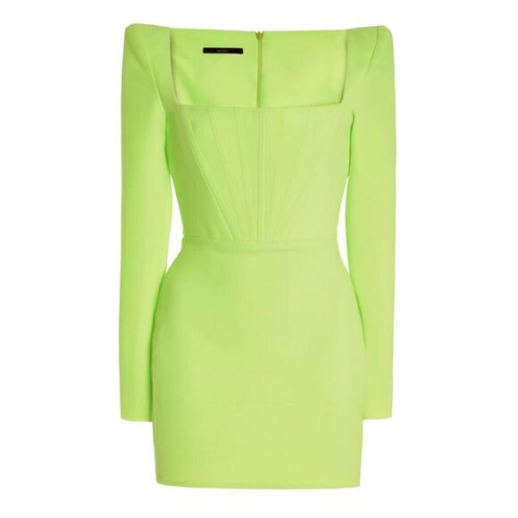Alex Perry Exclusive Dale Stretch-Crepe Corseted Mini Dress in Green NWT Size 12 - Picture 1 of 12